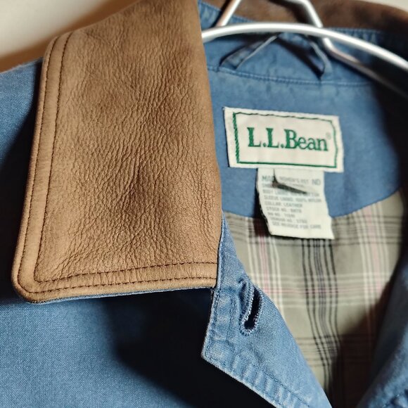 VINTAGE LL Bean Barn Jacket Womens Large Petite Blue Cotton Canvas Chore Coat - Picture 9 of 15